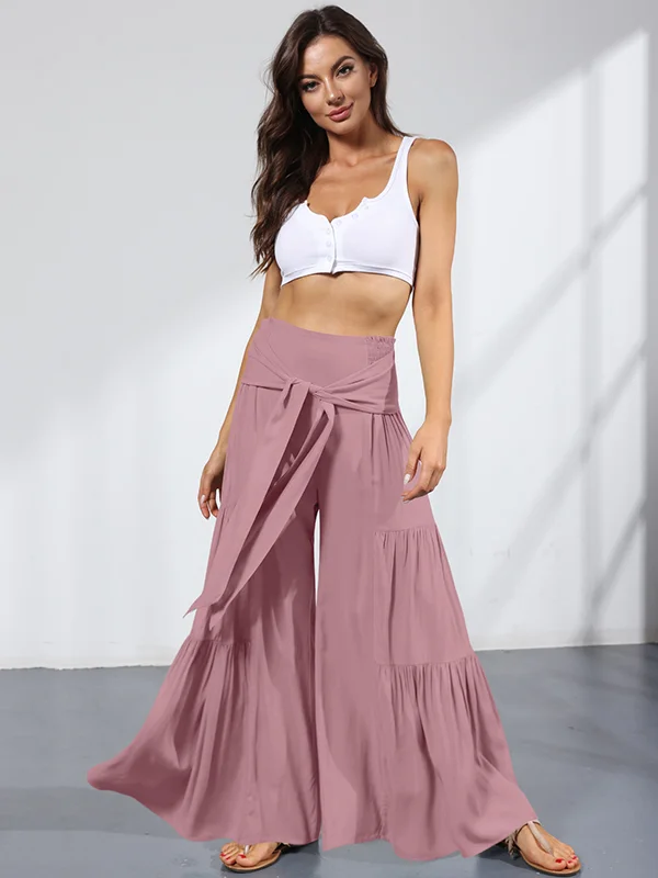 11 Colors Simple High Waisted Solid Color Casual Wide Leg Pants