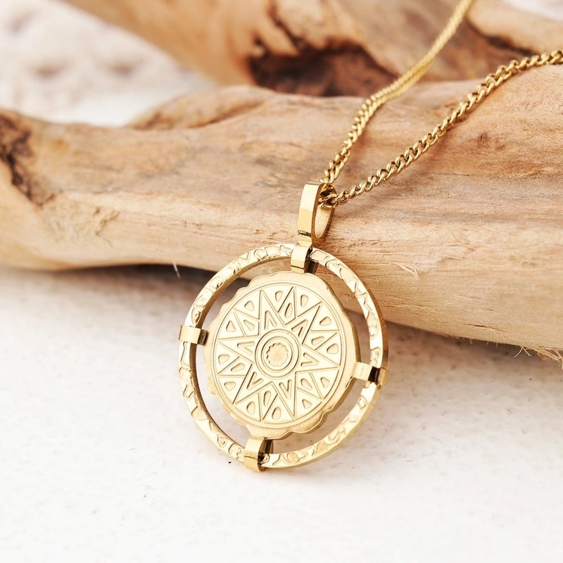 201 Stainless Steel 304 Stainless Steel 18K Gold Plated Elegant Minimalist Round Pendant Necklace
