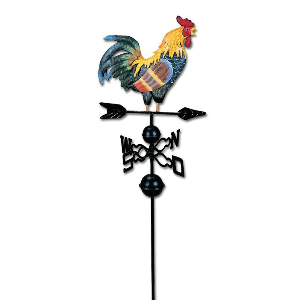 Metal Weather Vane Painted Cock Decorated Weather Vane Iron Rooster Ornament For Roof Shack Indicating Wind Direction Yard Decor