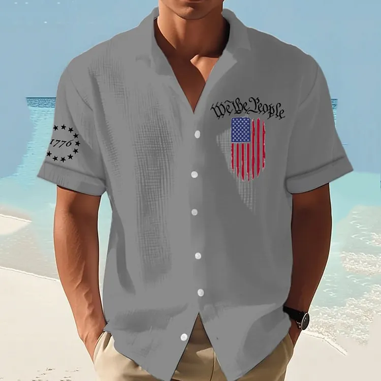 Men's Independence Day Print Short Sleeve Shirt