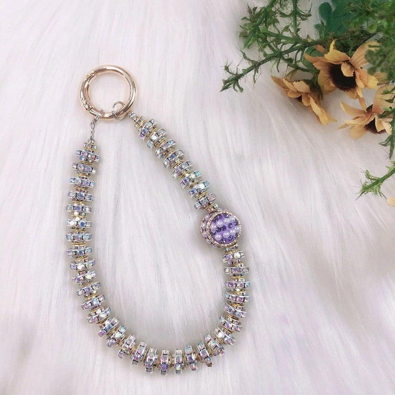 IG Style Shiny Ball Beaded Beaded Inlay Rhinestones Bag Pendant Keychain