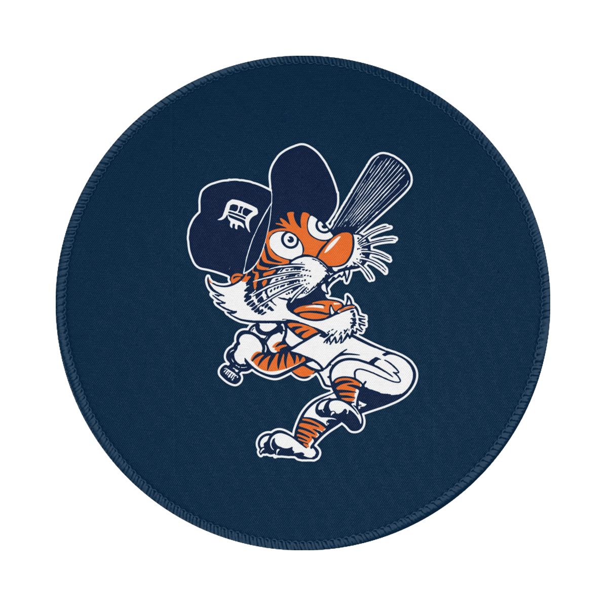 Detroit Tigers Cartoon Art Waterproof Round Mouse Pad for Wireless Mouse