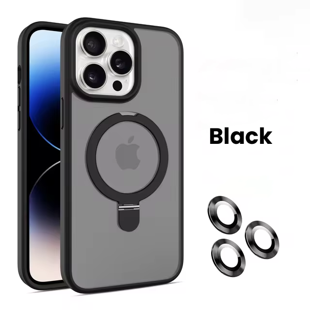 180° Rotating Translucent MagSafe Stand Phone Case with Lens Protection