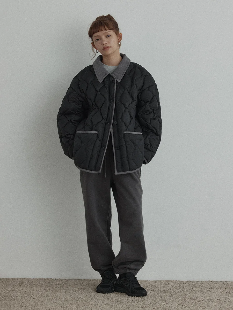 Toloer [Daihe] New Winter Leisure Lapel 90 White Duck Velvet Ultra Light Seam Color Jacket Down Jacket V5669-Outfit Ideas