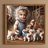 Vie d’animaux de compagnie fille-plein diamant rond peinture-30 * 30cm