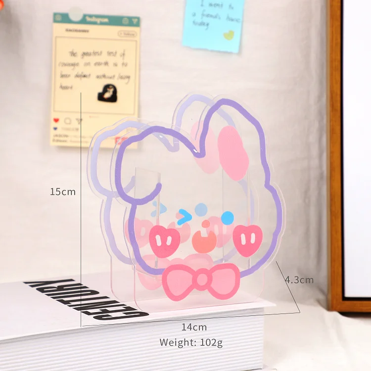 JOURNALSAY Cute Cartoon Transparent Pen Holders Acrylic Waterproof Pen Stands Desk Organizer for Pens