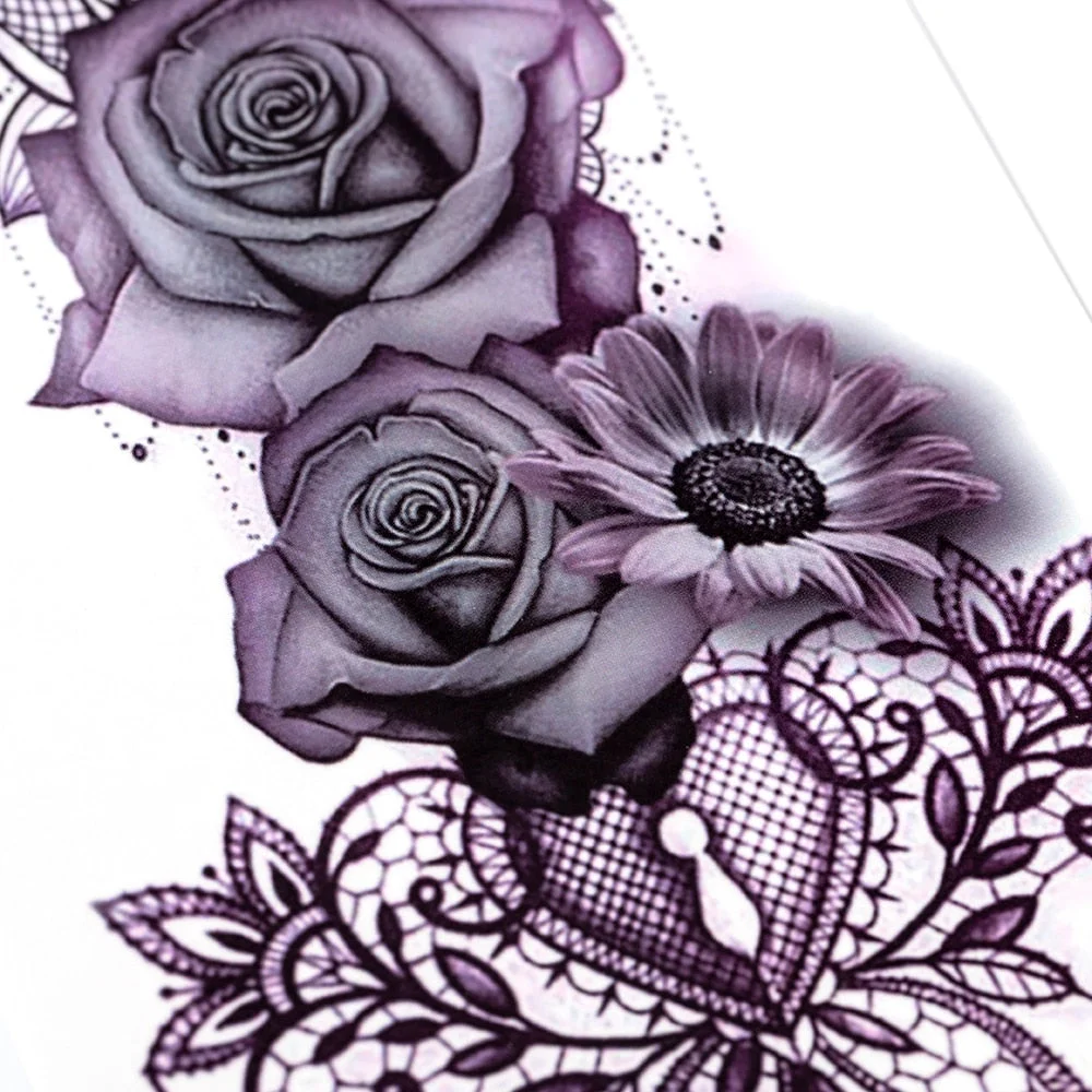 Beauty 1 Pcs Make Up Fake Temporary Tattoos Stickers Rose Flowers Arm Shoulder Tattoo Waterproof Women Big Flash Tattoo On Body