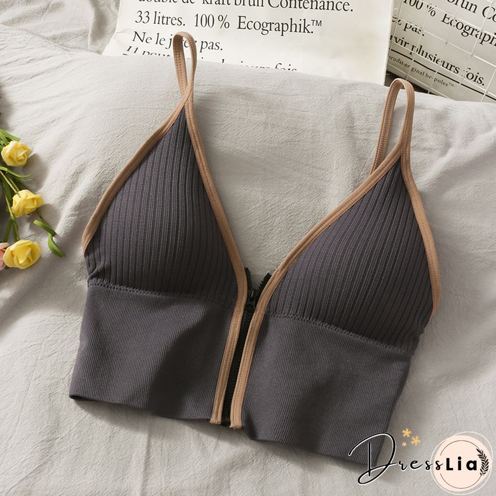 Korean Crop Tops Slim Fit Spaghetti Strap Tanke Top Women Built In Bra Off Shoulder Versatile Striped Camisole Sleeveless Ins