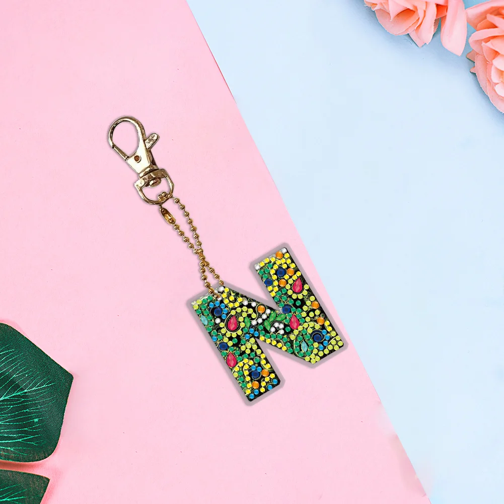 DIY Diamond Art Keychains Handmade Point Drill Key Ring Letters Lady Bag Pendant