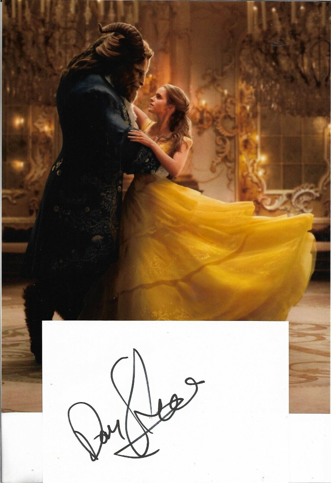 DAN STEVENS - BEAUTY AND THE BEAST - GENUINE HAND SIGNED CARD + Photo Poster paintingGRAPH