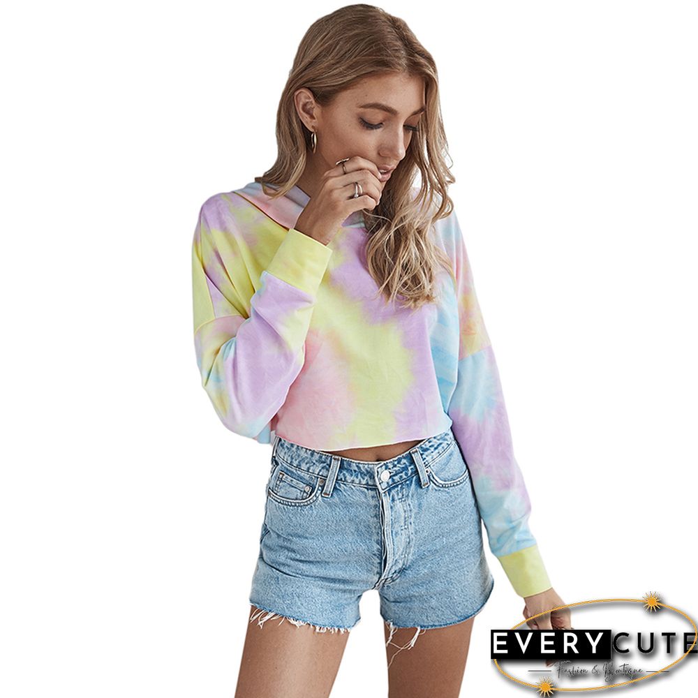 Pink Tie Dye Short Style Hoodie