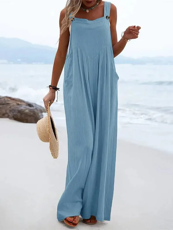 3 Colors Casual Roomy Pure Color Wide Leg Jumpsuits