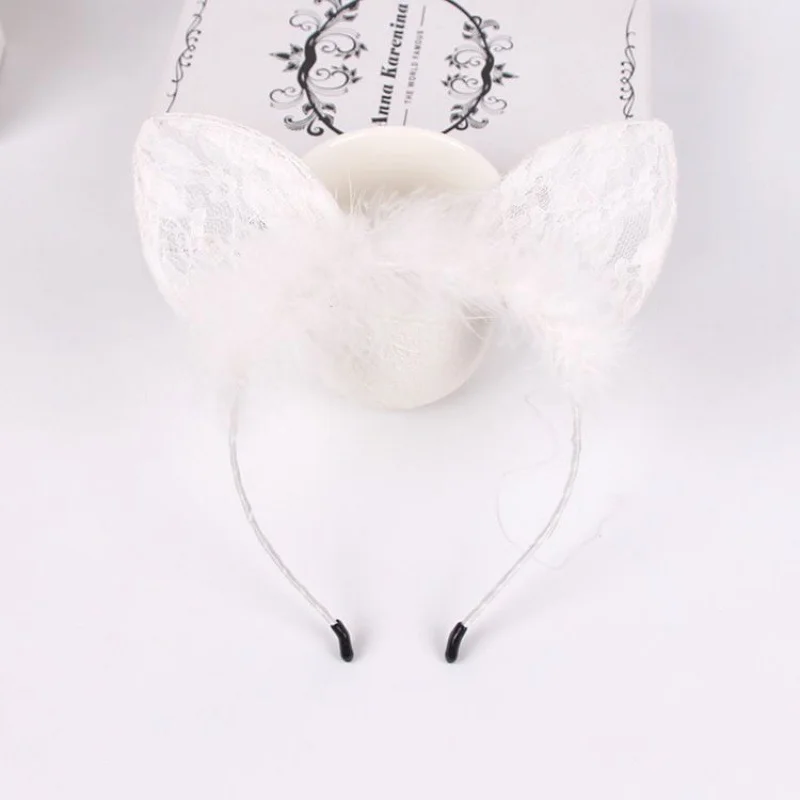 Brownm Love Lingerie Accessories Korean Version Of Cute Cat Ear Lace Plush Haired Cat Female Ornament Christmas Party