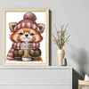 (Stamped/Counted) Red Panda Drinking Coffee-14CT Cross Stitch 19*22cm/7.48*8.66in