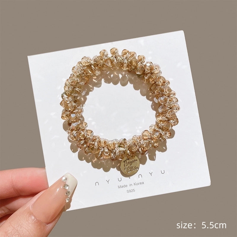 Women’s Sweet Geometric Artificial Pearl Beaded Inlay Rhinestones Hair Tie