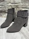 Chunky Heel Buckle Pointed-Toe Suede Martin Boots