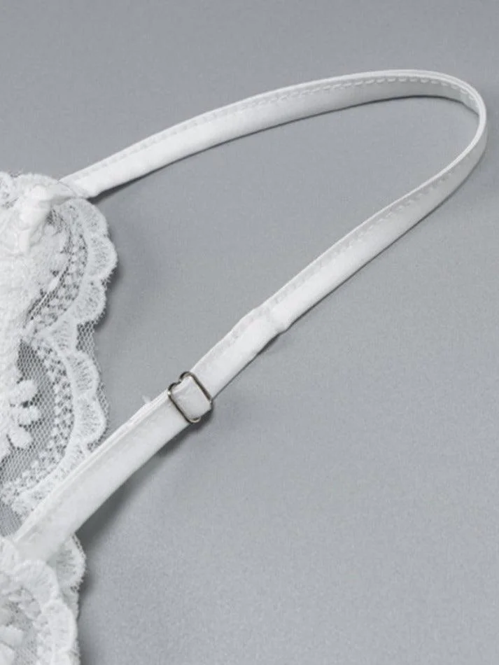 Brownm V Neck Lace Embroidery Cami Top