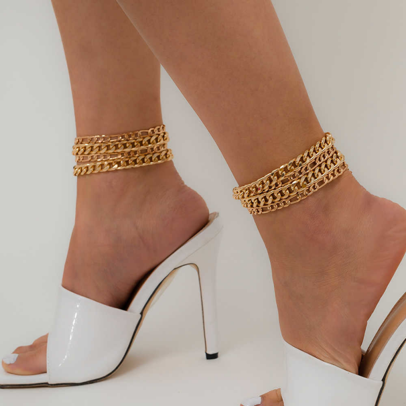4Pcs/Set Miami Cuban Chain Anklets Women‘s Jewelry-VESSFUL