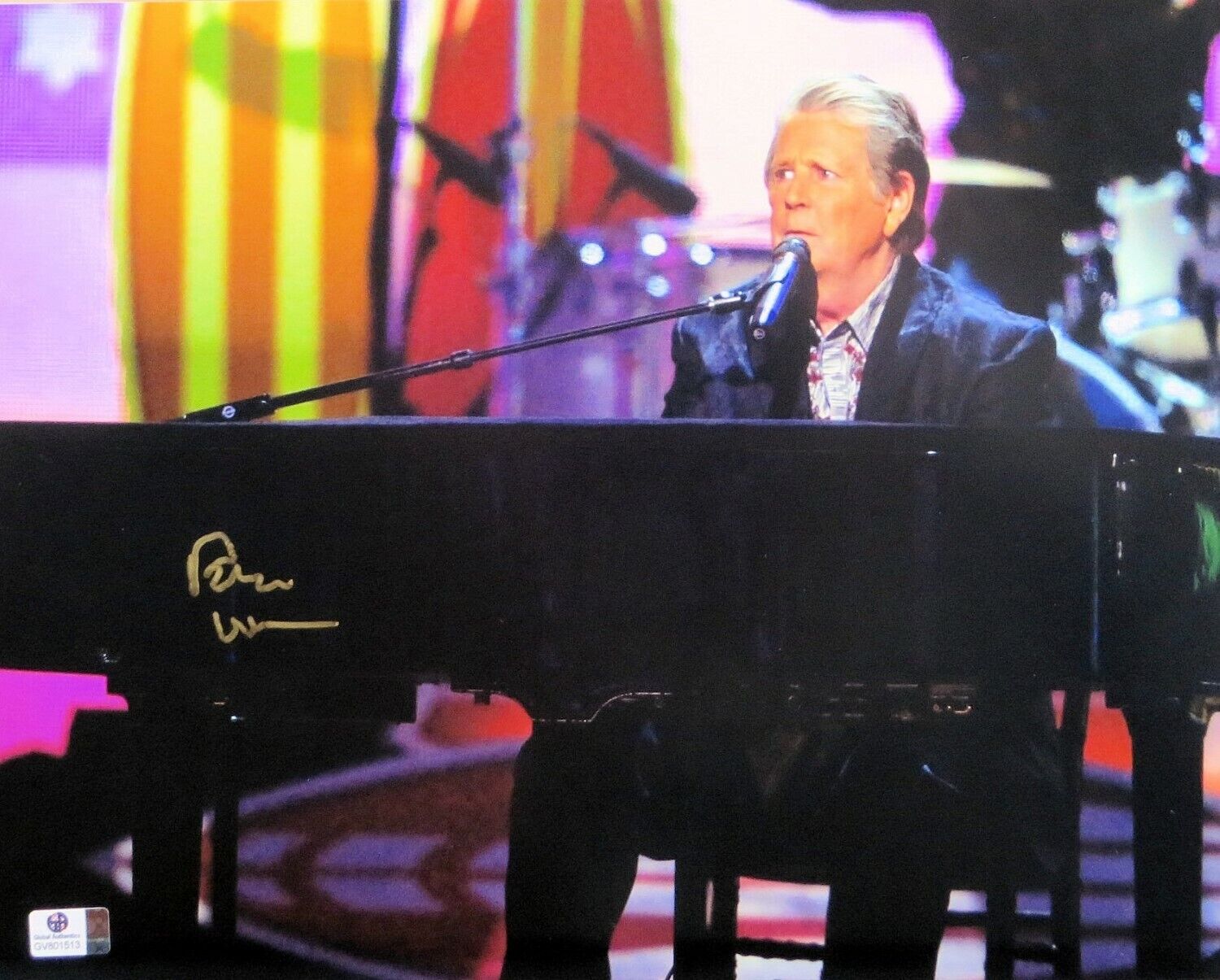 Brian Wilson Signed Autographed 11X14 Photo Poster painting The Beach Boys on Piano GV801513