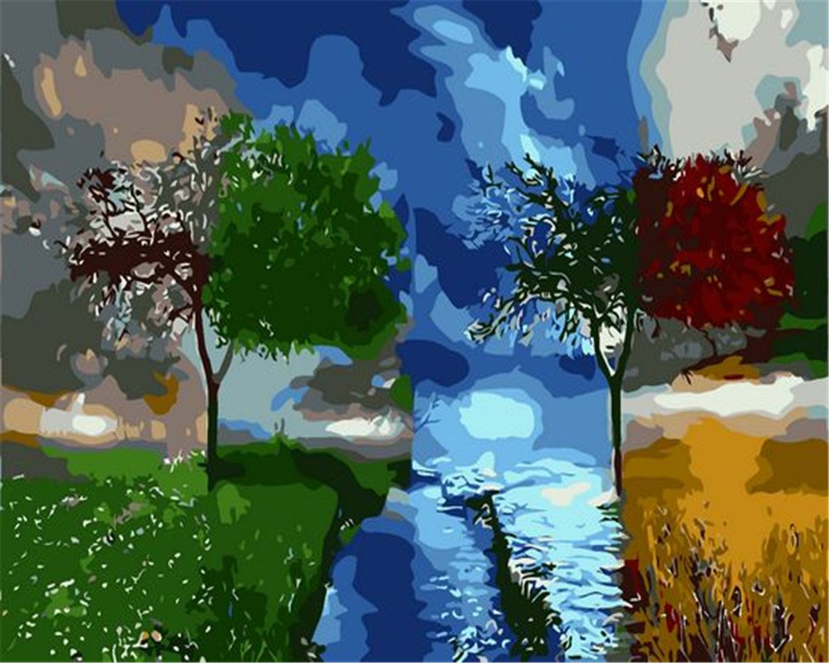 DIY Painting By Numbers | The tree of the four seasons
