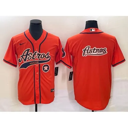 Men's Houston Astros Orange Team Big Logo With Patch Cool Base Stitched Baseball Jersey QKSG