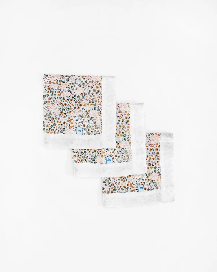 Cotton Muslin Security Blanket 3 Pack - Pressed Petals