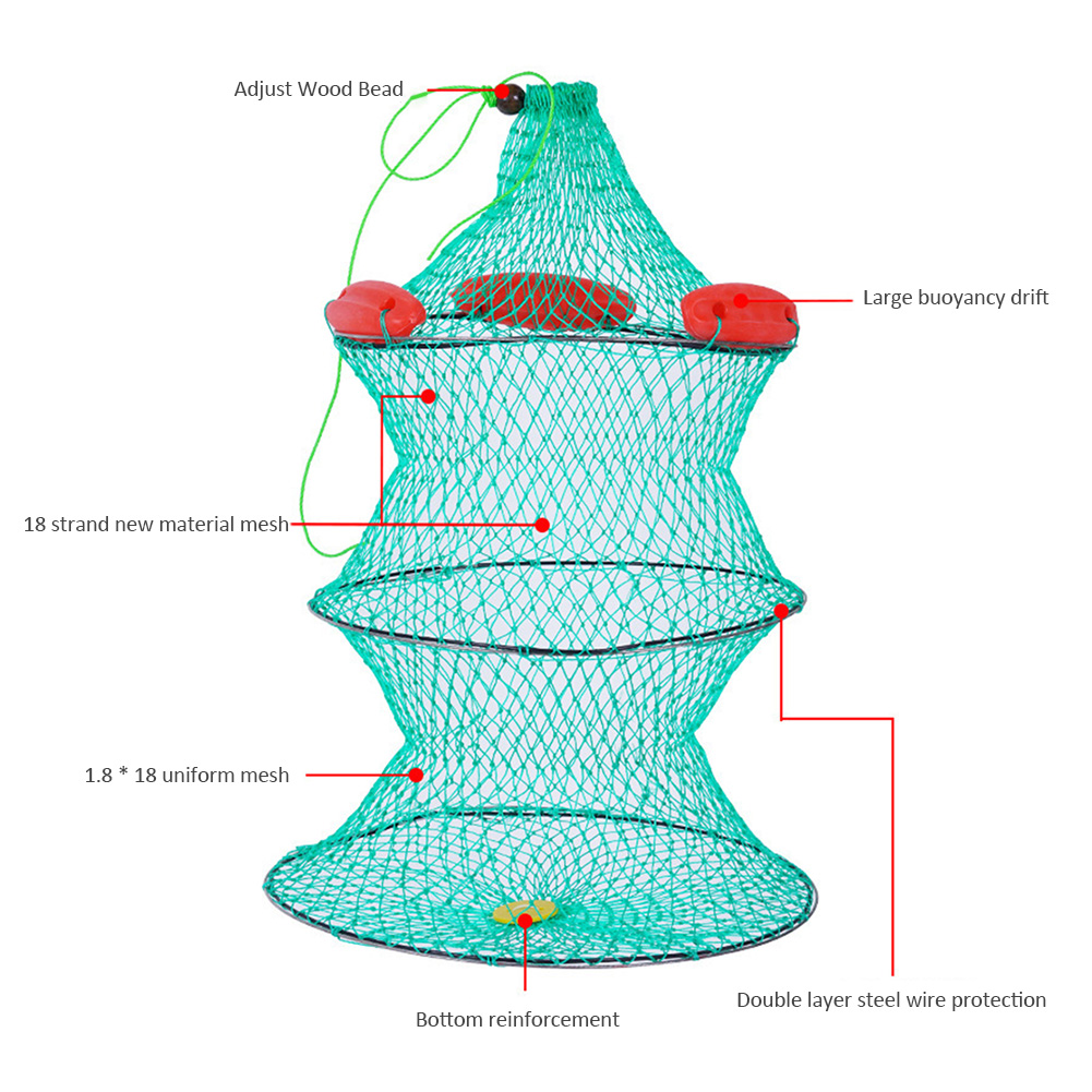 

Portable Fishing Net Mesh Cast Fishing Cage Trap Foldable Network Tackle, Three floating balls 40 #, 501 Original