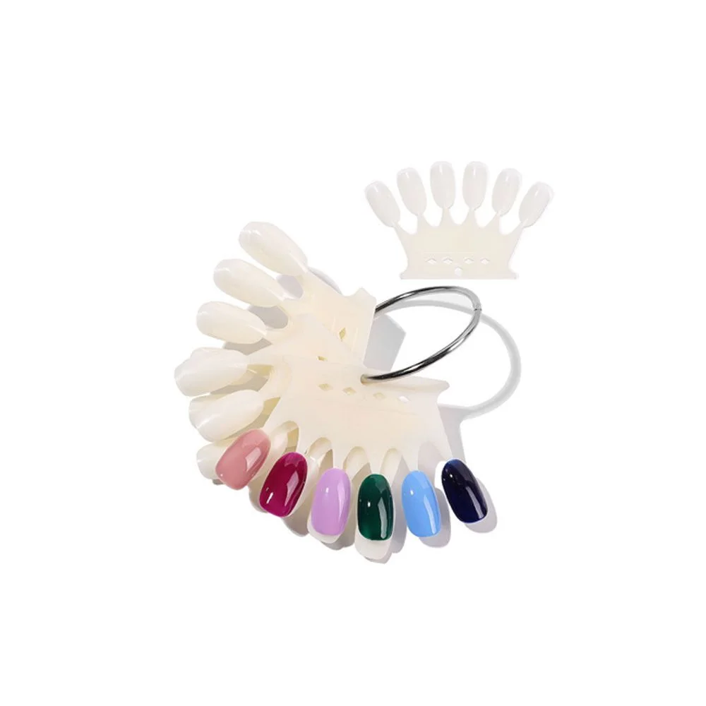 Clear Black False TipsFor Nail Art Display Oval Fan Style Nail Swatch Polish Stand Tips Practice Manicure Tools Crown Color Card-Nail Inspo