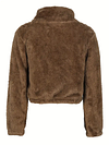 Fuzzy Solid Fall & Winter Jacket, Casual Zip Up Long Sleeve Warm Outerwear, Women's Clothing
