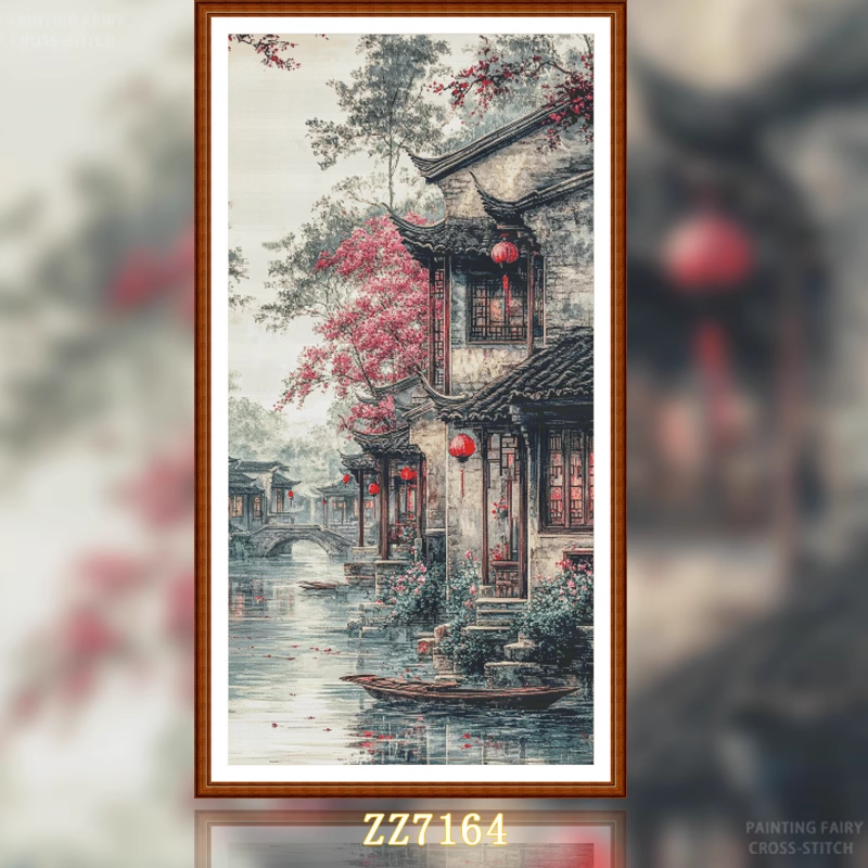 【ZZ7164- Ancient Town Water Town】 Painting Fairy Cross Stitch