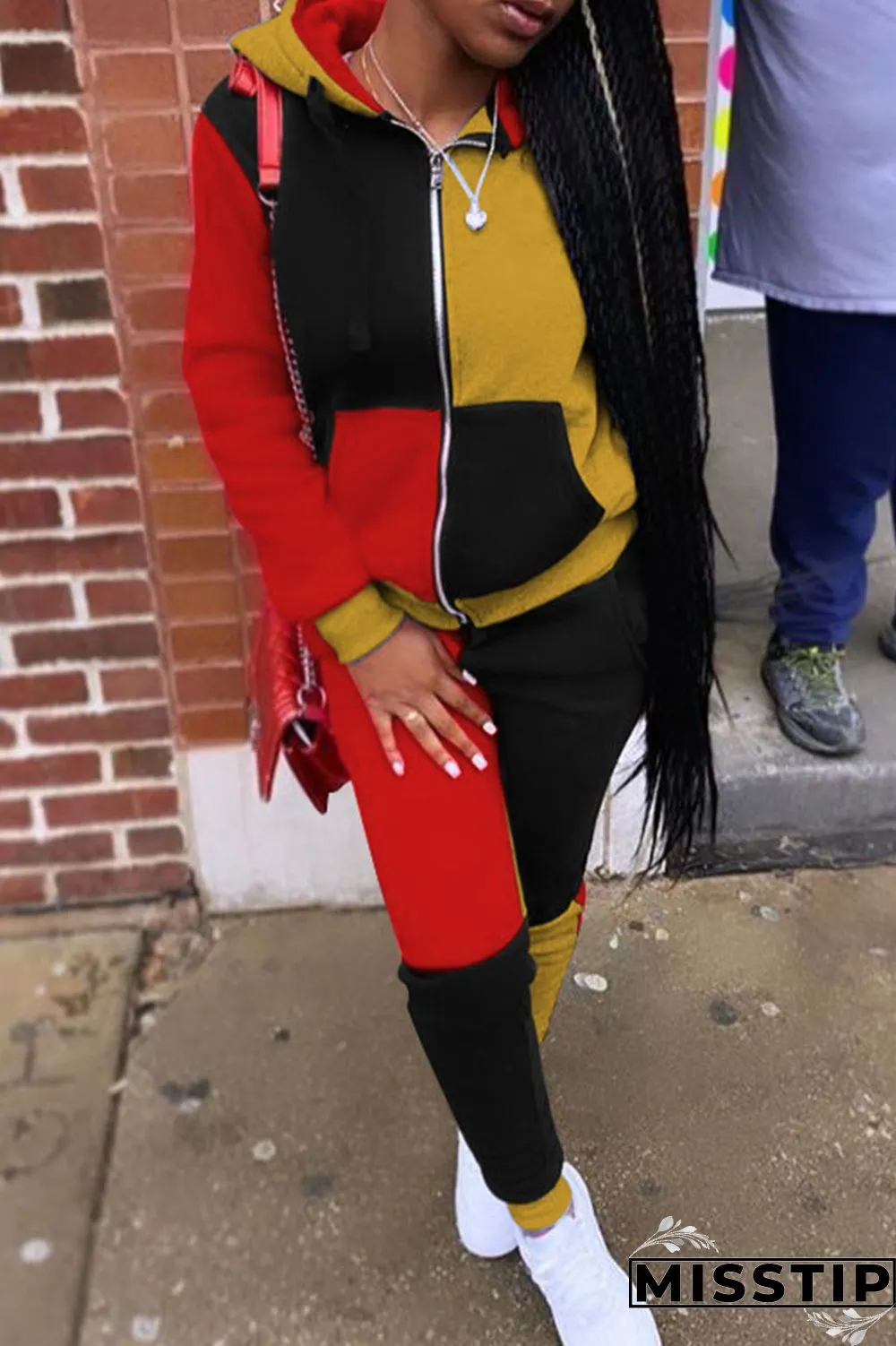 Grey Casual Patchwork Solid Pocket Hooded Collar Long Sleeve Two Pieces