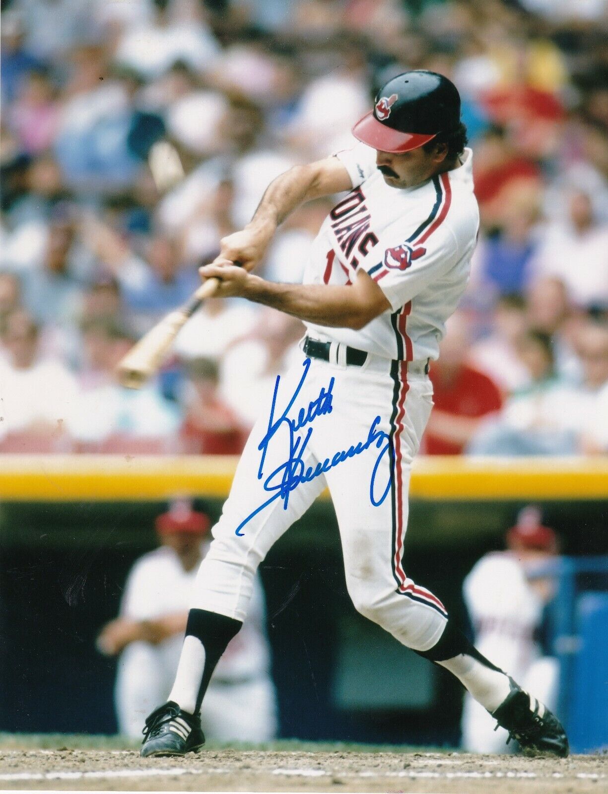 KEITH HERNANDEZ CLEVELAND INDIANS ACTION SIGNED 8x10