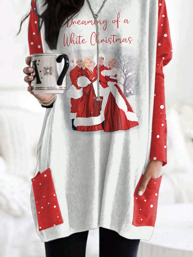 Dreaming Of A White Christmas Print Dress