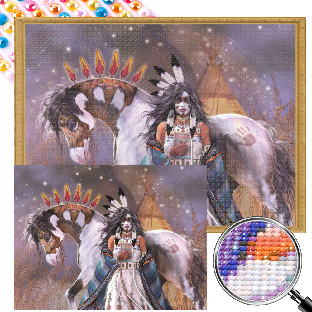 Indian 60*45cm(picture) full round drill diamond painting with 3 to 5 colors of AB drills
