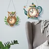 2Pcs Owl DIY Diamond Painting Ornament with Clock Function Home Craft Decor Art