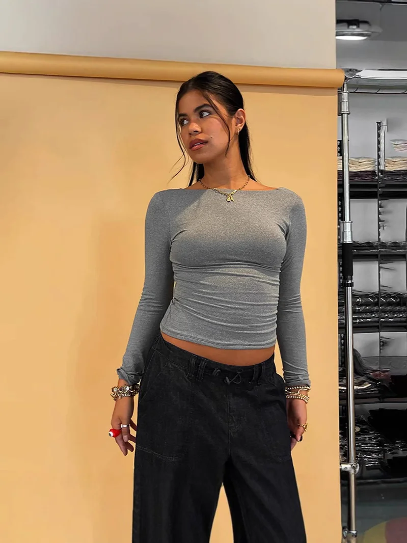 Churchf Spice Girl Women's T-Shirts Are Two-Wearing Long-Sleeved Slim Short Top T-Shirt Women's Clothing