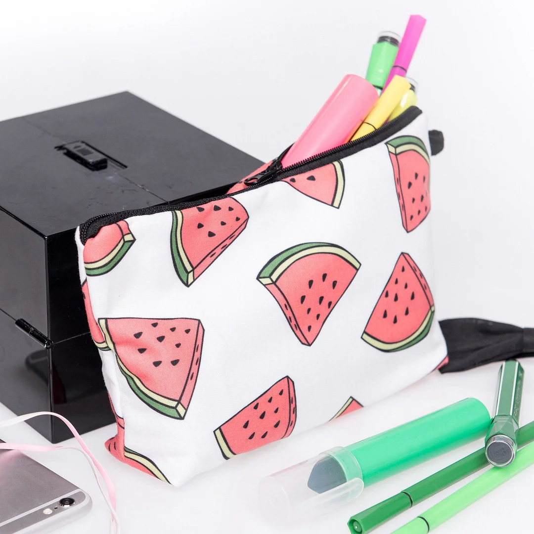Cosmetic Bag Zipper Design 3D Printed Watermelon Storage Bag