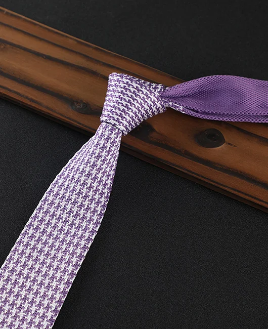 Business Houndstooth Pattern Contrast Color Knitted Necktie 
