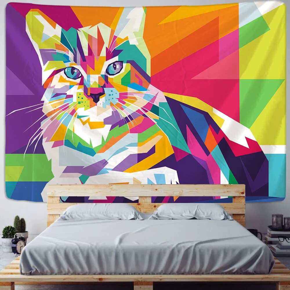lion tapestry printed oil painting art tapestry psychedelic animal Cartoonwall hanging beach towelHanging Kids Room Decor