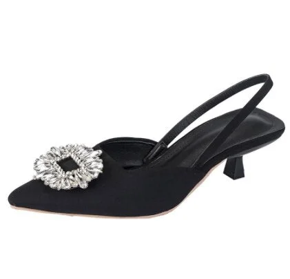 Comfort Shoes for Women Sandals Stiletto Heels 2021 Summer Suit Female Purple Large Size New Girls Low Pointed High Black Big