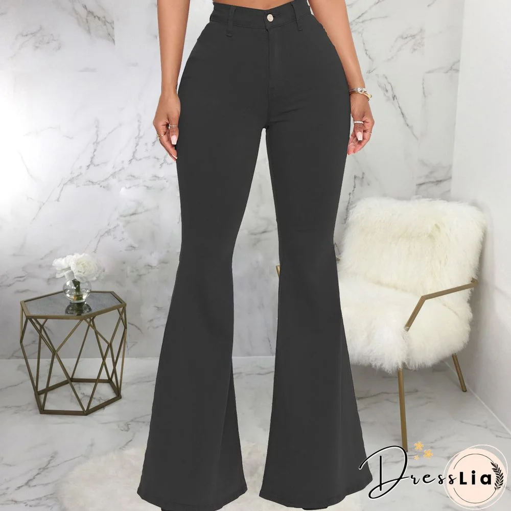 High Waist Stretch Plus Size Flare Jeans Pants