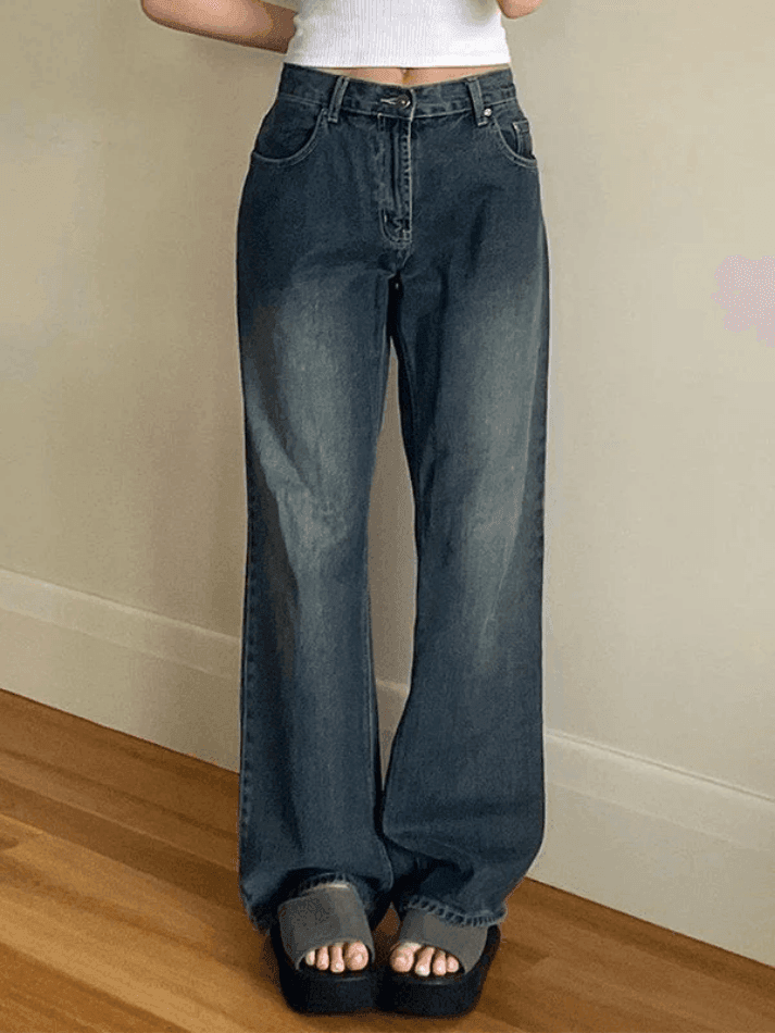 Brownm Vintage Blue Wash Boyfriend Jeans