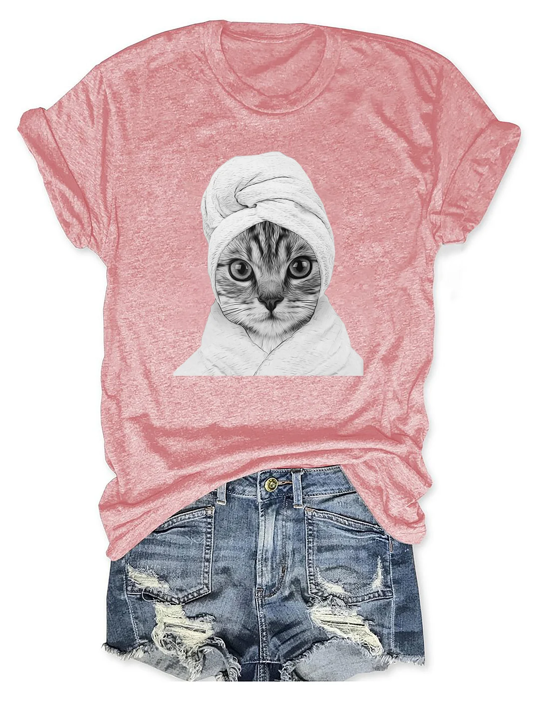 Funny Cat In Bathrobe Portrait T-shirt