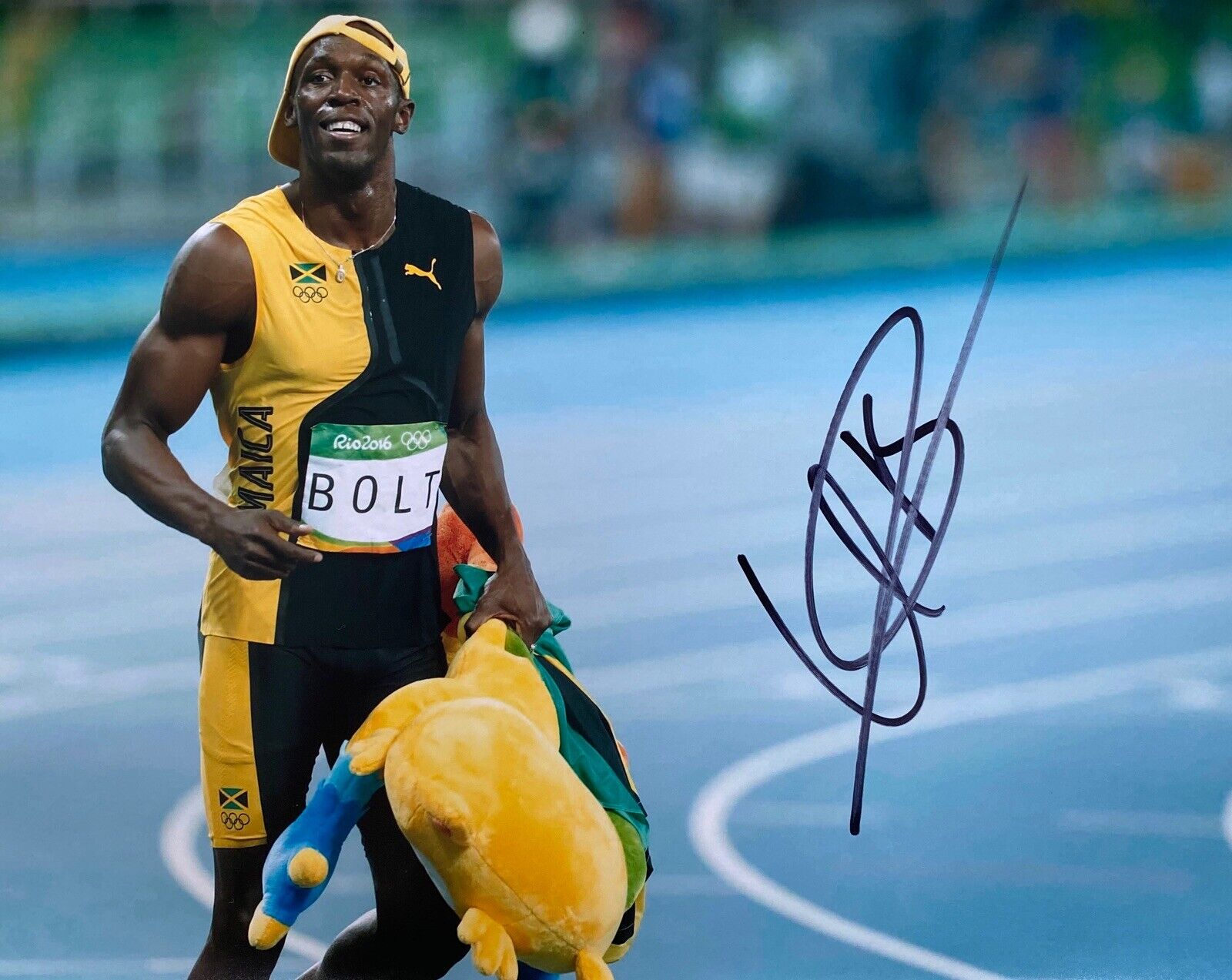 Usain Bolt Genuine Hand Signed Jamaica 14x12 Photo Poster painting - See Photo Poster painting Proof - 3