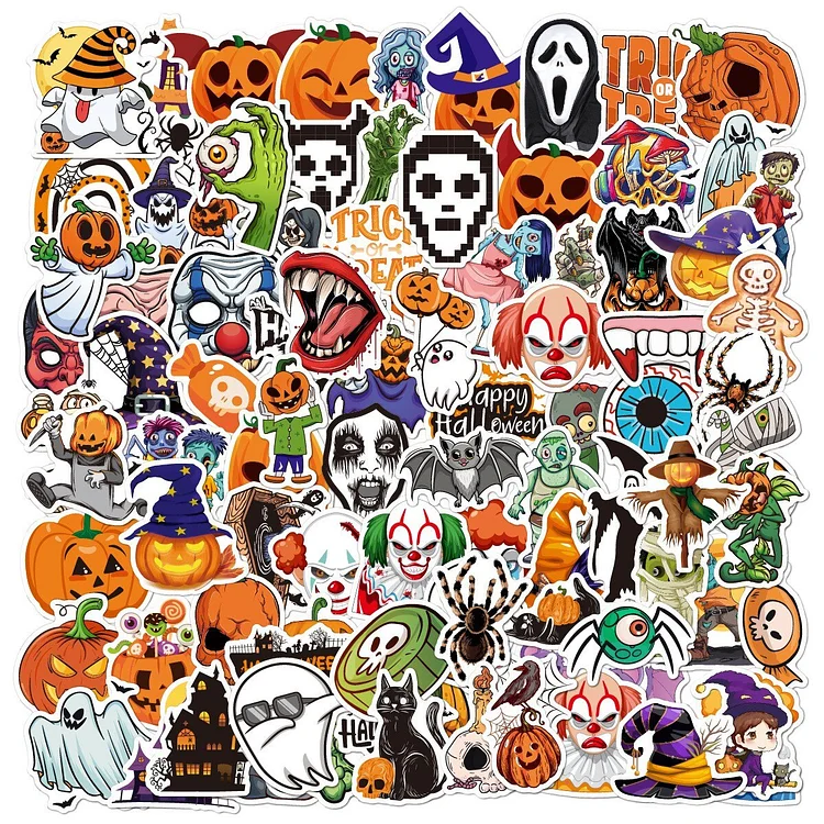 58 Pcs Happy Halloween Stickers Junk Journal Stickers Scrapbooking