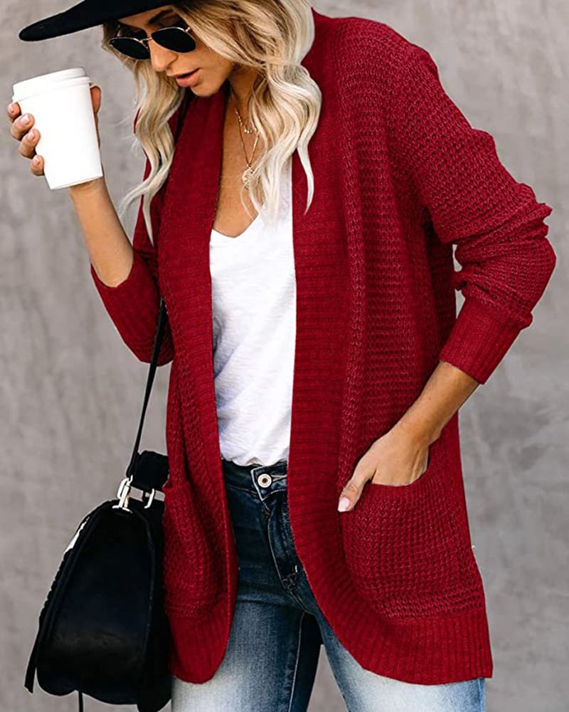 Open Front Cardigans Chunky Knit Draped Sweater