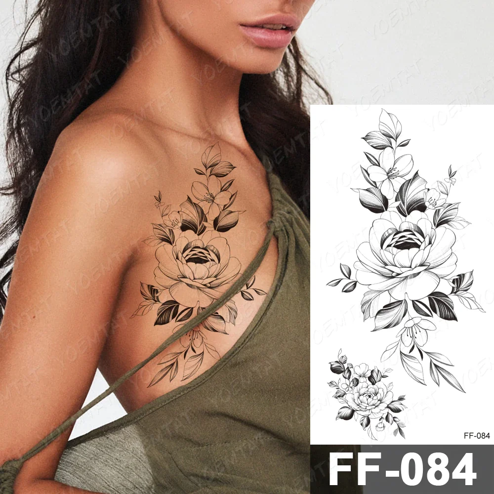 Sdrawing Temporary Tattoo Sticker Henna Mehndi Totem Flash Tatto Lotus Flower Hand Fingers Body Art Arm Fake Tatoo Men Women