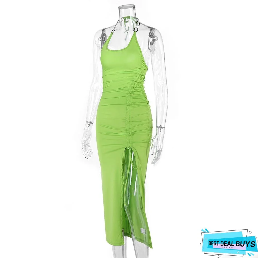 Stylish New Strap Chain Sling Irregular Long Skirt