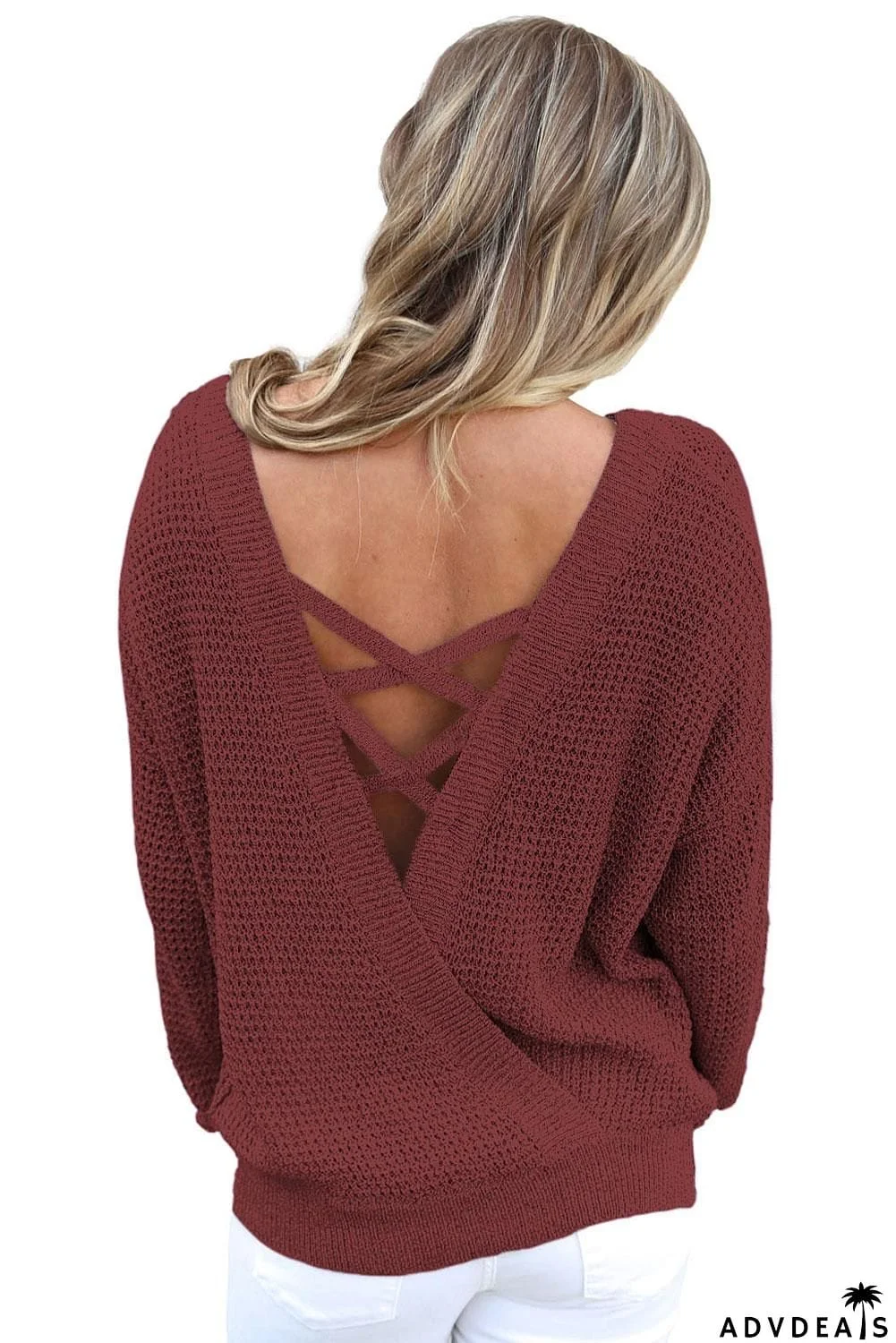Cross Back Hollow-out Sweater