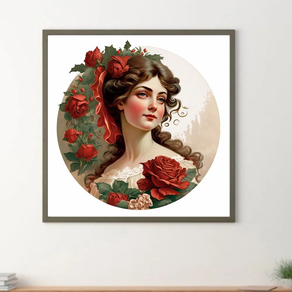 Diamond Painting - Full Round Drill - Lady Rose(Canvas|30*30cm)